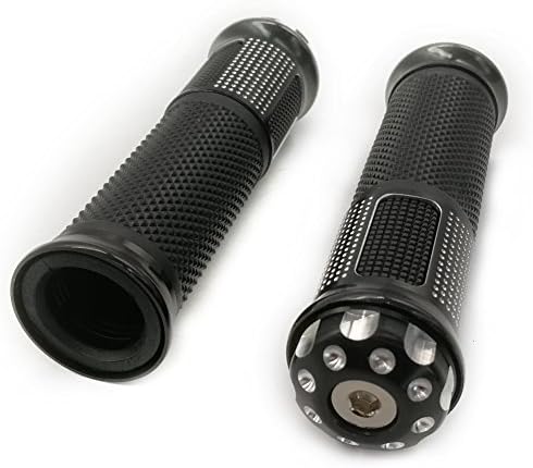 Kyobusa Rubber Gel Handlebar Universal Motorcycle Hand Grips with chrome Bar End Cap Fits for 7/8โ(22mm) Handlebar Motorcycle Scooter Street Sport Dirt Bike and More