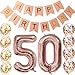50th Birthday Decorations Party supplies-50th Birthday Balloons Rose Gold,50th Birthday Banner,50th Birthday Gifts for Women,use Them as Props for Photos (Rose Gold 50)