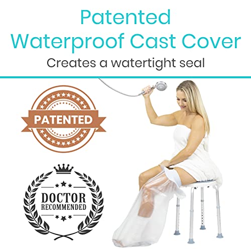 Vive Leg Cast Cover for Shower Waterproof, Patented Seal Adult