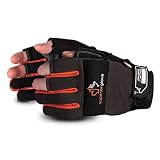 Superior Leather Open-Finger Framers Gloves - 1 Pair of Large Black and Orange Work Gloves - MXFE
