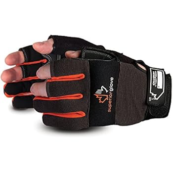 Superior Leather Open-Finger Framers Gloves - 1 Pair of Medium Black and Orange Work Gloves - MXFE