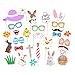 FunsLane Easter Party Photo Booth Props,Birthday Party Photo Props Dress-up Acessories Funny Picture Sticks Decoration Kit-29 Count