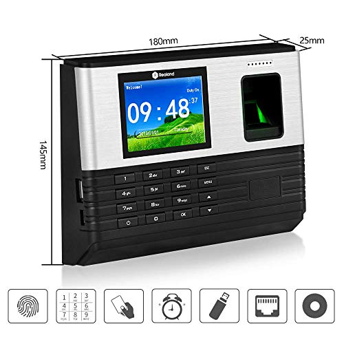 LIBO WIFI Biometric Fingerprint Attendance Machine TCP/IP Network Employee Check-in System DC 6V/1A Time Clock Recorder, 2.4 inch TFT Display Screen, English Language, Password & RFID Card Recognition