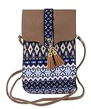 KISS GOLD(TM) Women's Folk Style Mini Shoulder Bag Cellphone Pouch(Coffee+Blue)