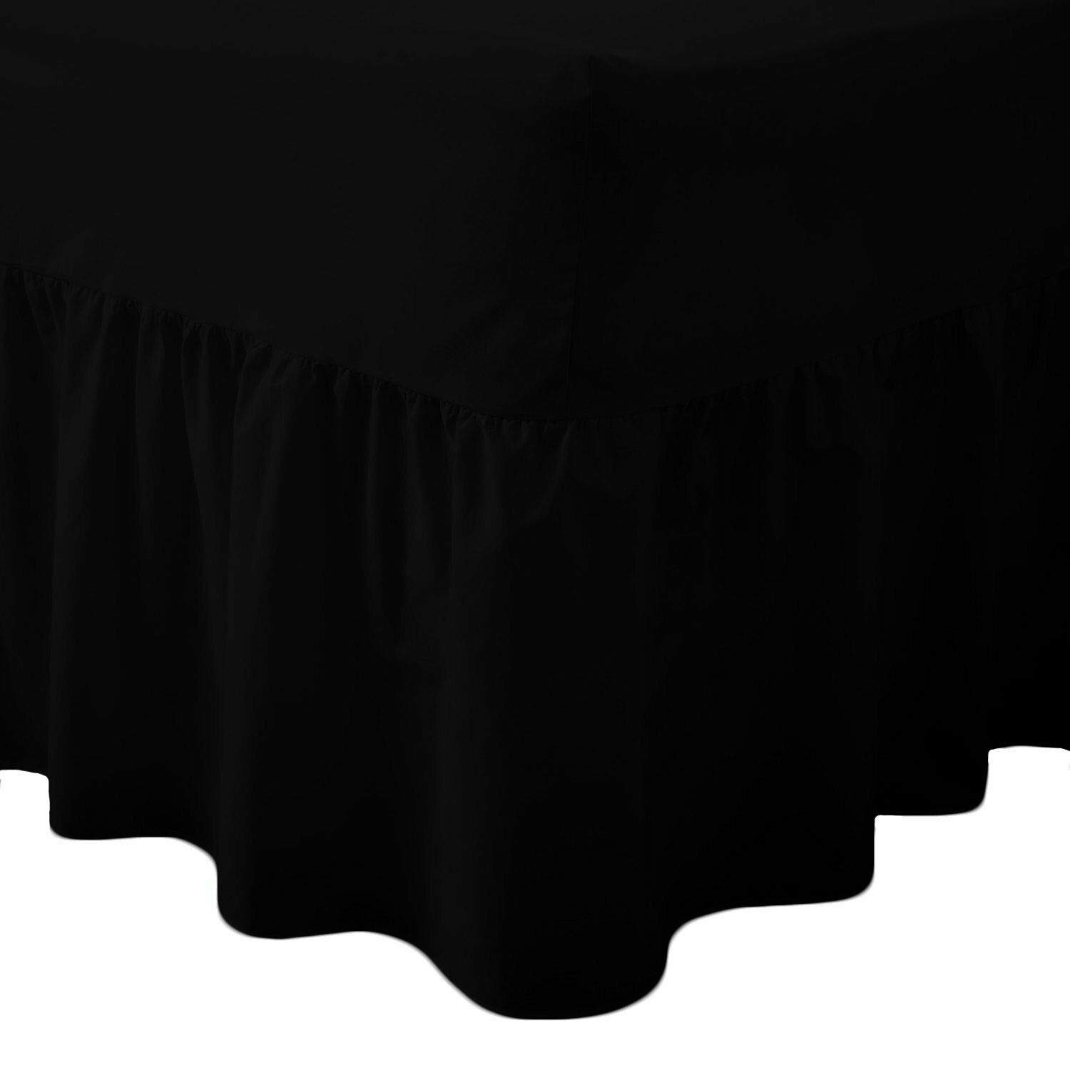 SmartMove Plain Dyed Pollycotton Valance Fitted Sheet (Black, Double)