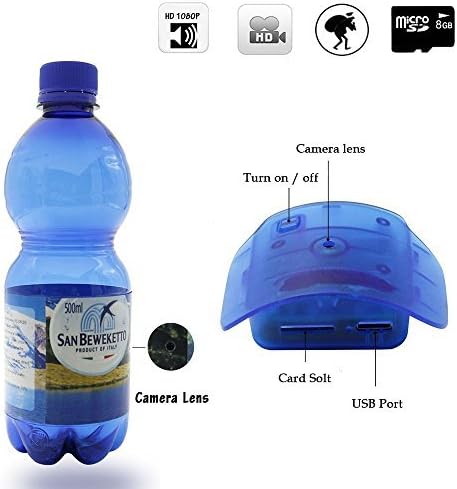 Spy Camera - EOVAS Water Bottle Camera - 1080P HD - Hidden Camera - Mini DV Surveillance Nany Camcorder Support Motion Detection with 8GB SD Card (Free)