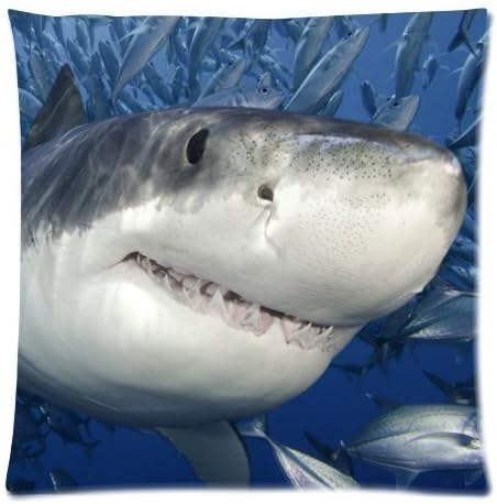 Great White Shark Cushion Case - Decorative Square Throw Cushion Pillow Case Pillow Shell Pillowcase - 18x18 inches, Twin-sided Print