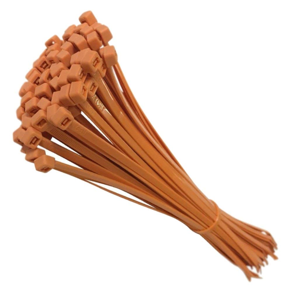 100 Tie Wraps Cable Ties Fasteners Wire Zip Strap Cord Strong Nylon Plastic Durable (Large 300mm, Orange)