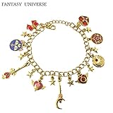 J&C Family Owned Sailor Moon 9 Charms Lobster Clasp Bracelet in Gift Box