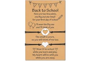 Dayofun Back to School Bracelet Mommy and Me Heart Matching Wish Bracelets set for Boys Girls, Back to School Gift