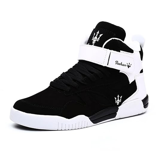 MUOU Sneaker Herren Schuhe Mode High Top Herren Freizeitschuhe Atmungsaktive Leder Männer Turnschuhe Schwarz
