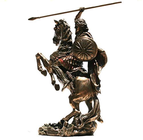 Veronese Alexander The Great on Horse Greek King Warrior Statue Sculpture Figure Bronze Finish 12.4