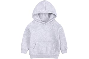 Toddler Kids Baby Boy Girl Long Sleeve Basic Solid Hoodie Pullover Sweatshirt Sports Tops with Pockets Outfits