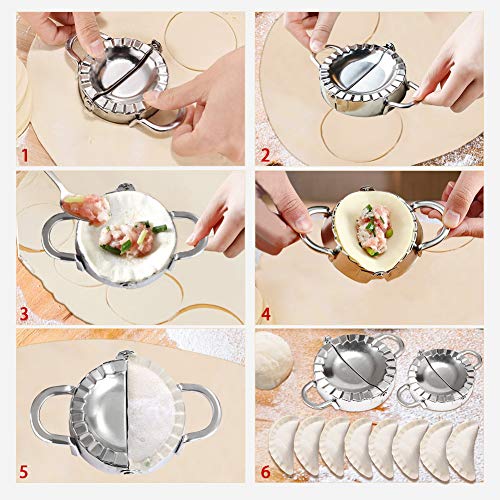 DIFENLUN Dumpling Maker, 2PCS Stainless Steel Dumpling Mold Ravioli Mould Empanada Press Dumpling Wrapper Dough Stamp Cutter Pastry Pie Making (3.74"/9.5cm, 2.95"/7.5cm) - Thumbnail 3