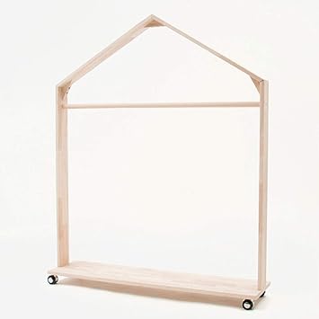 Pkfinrd Garderobe Kleiderstander Kreative Kinderzimmer Hausform Hangeschiene Naturholz Kleiderstander Offene Regale Mobel Vier Rader Kinderzimmer Amazon De Kuche Haushalt