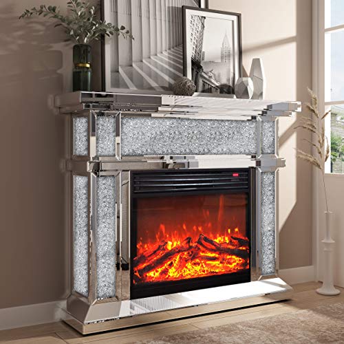 Mirrored Electric Fireplace Fireplace Mantel Freestanding Heater Firebox With Remote Control 3d Flame 750 1500w Pricepulse