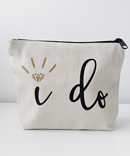 Bridal Shower Gift Bride Gift I Do Canvas Makeup Bag Gold Make Up Pouch Cosmetic Pouch Cosmetic Bag Makeup Organizer Bride To Be Gift I Do Wedding Vows