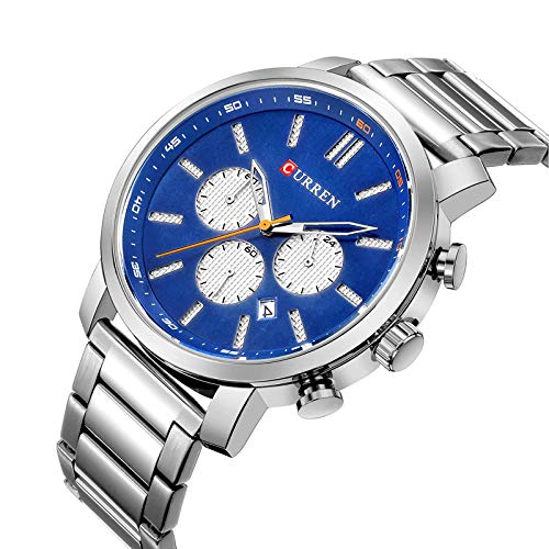 Curren 8315 - Reloj de Pulsera para Hombre con Esfera horaria analógica y Esfera de Acero Azul - Imagen 3