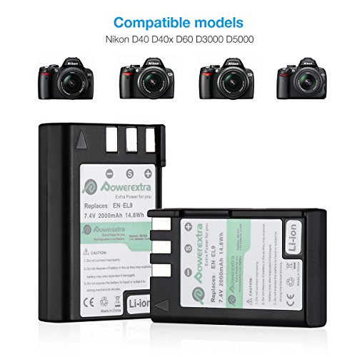 Powerextra 2 x ENEL9 Battery & Charger with LCD Display Compatible