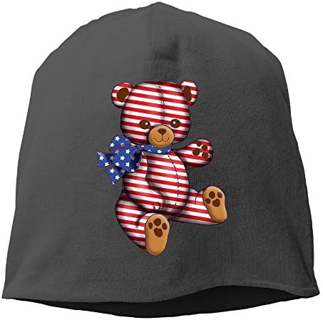 XVintageSkullCap God Bless America Patriot America Conservative Bear Women/Men Wool Hat Soft Stretch Beanies Skull Cap Unisex