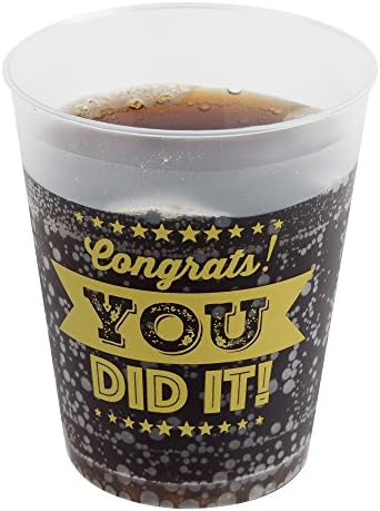 Graduation Party Cups - Set of 16 Cups that read 'Congrats, You Did it!' for Grad Parties