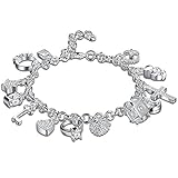 925 sterling Silver Plated Fashion Women 13 Charm pendant Beautiful Bracelet