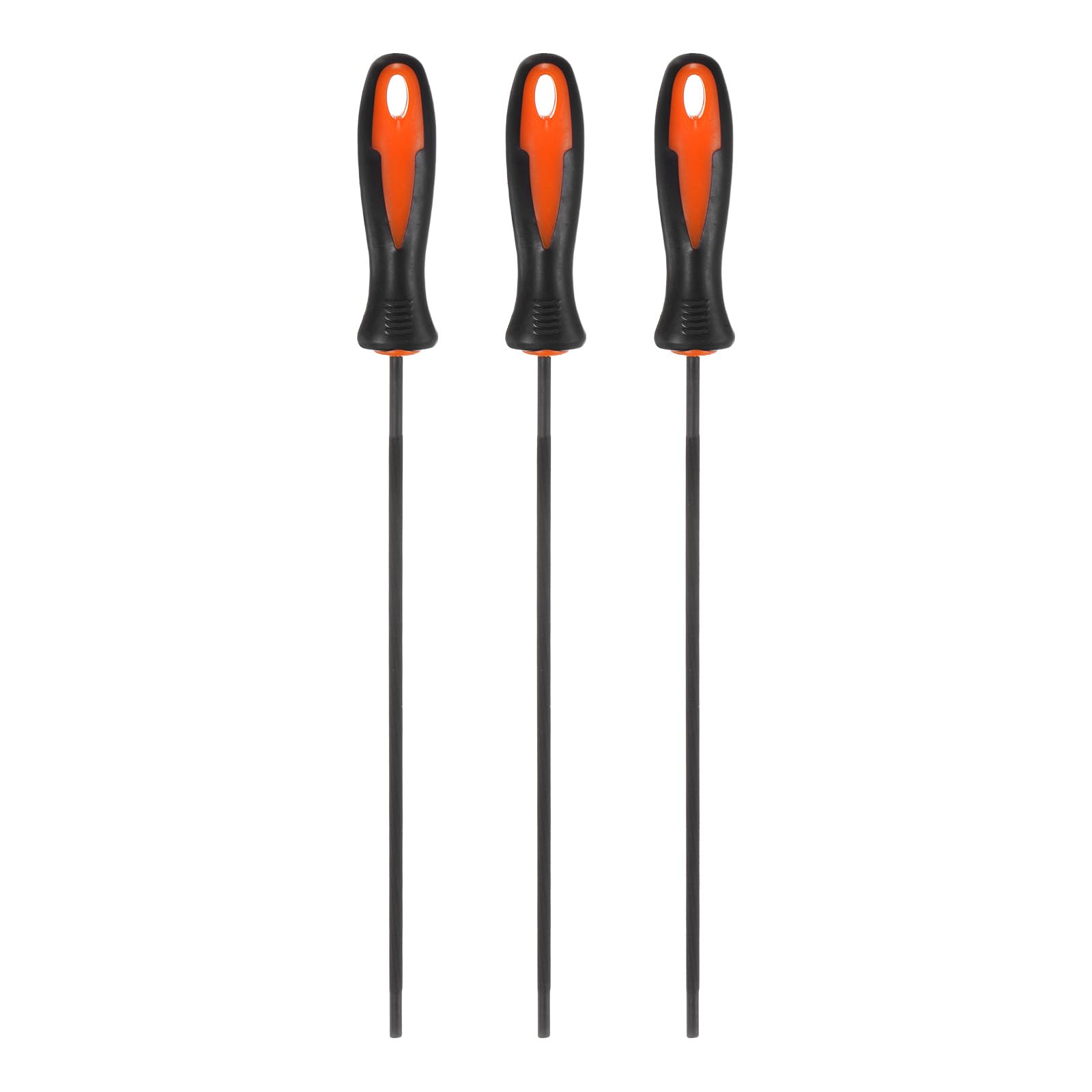 M METERXITY 3-Pack Chainsaw Sharpening File, 5/32 Inch Round Sharpening File Steel Chainsaw File with Plastic Handle for Sharpening/Chainsaw/Round Files [Black,Orange]