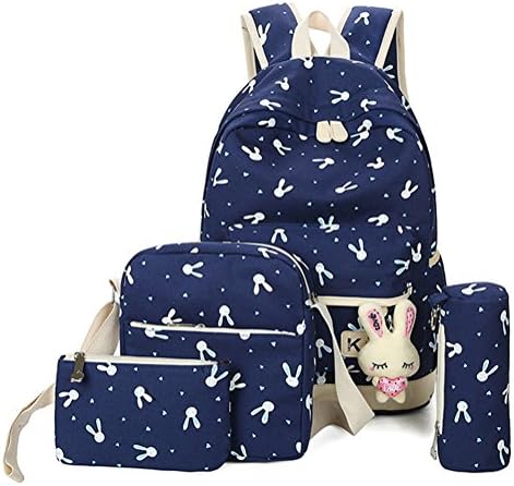 Backpack,Cute Funny Canvas School Bag Back to School Backpack Shoulder Bag(5 piece set) for Kids/ Girls/Boys/Teenagers