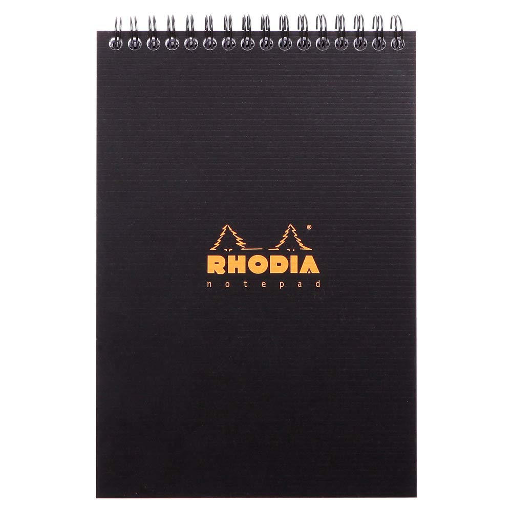 RHODIA 16921C - Spiral Notebook (Full Bound) Notepad Black A5 | Lined | 80 Detachable Sheets - Clairefontaine Paper 90g - Polypro Cover (Plastic) - Rhodiactive