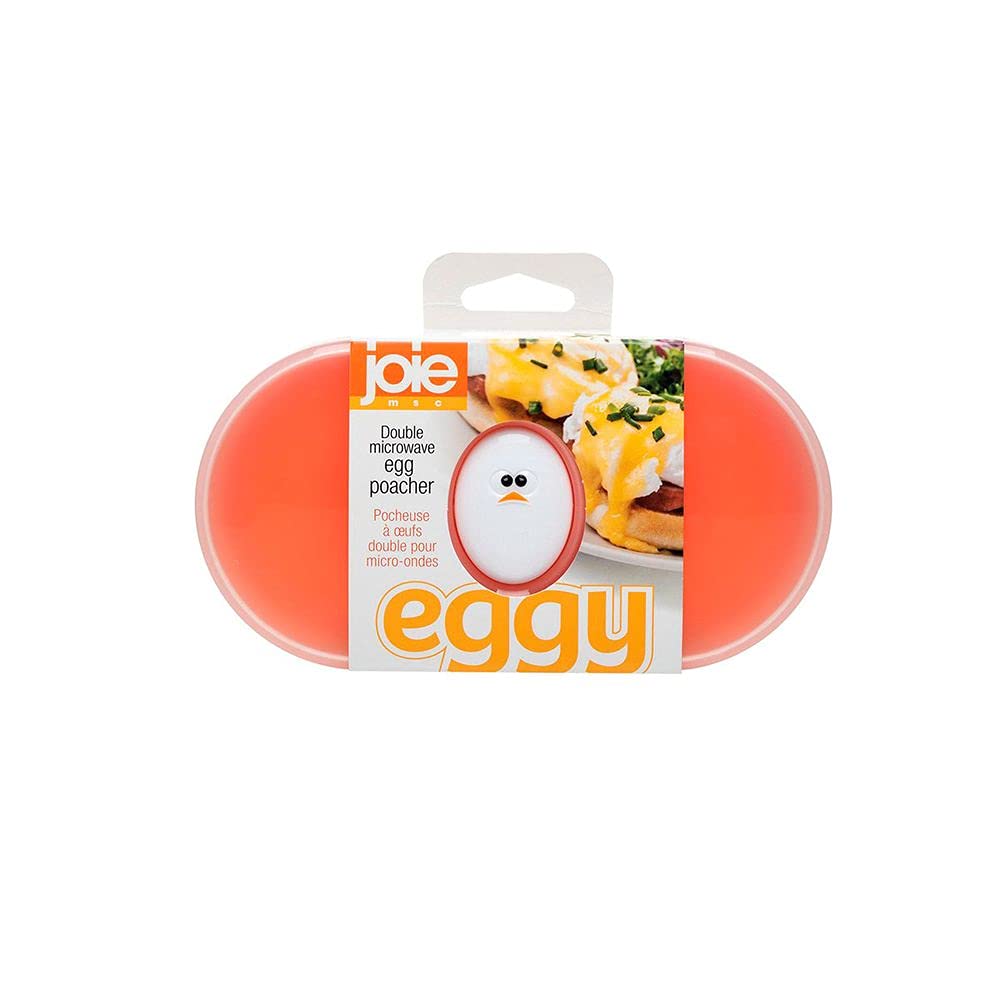 Joie Double Microwave Egg Poacher, Non-Stick Silicone Egg Cooker for Poached Eggs, BPA-Free, Quick & Easy Breakfast Maker, White