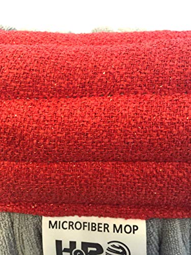 Hero Mop Head Replacement, Commercial Mop, Microfiber Mop Head with Nylon Scrubbing Pad - Red