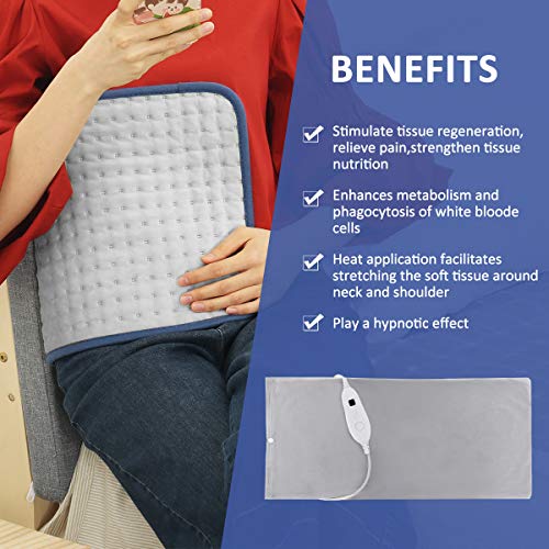 Heating Pads for Back Pain, MIGICSHOW Electric Dry & Moist Heated Pad Large Heat Pad for Cramps Relief, Back, Neck, Abdomen, Legs Ultra-Soft Touch 12''x24'', 6 Heat Settings & 2 Hr Auto Off