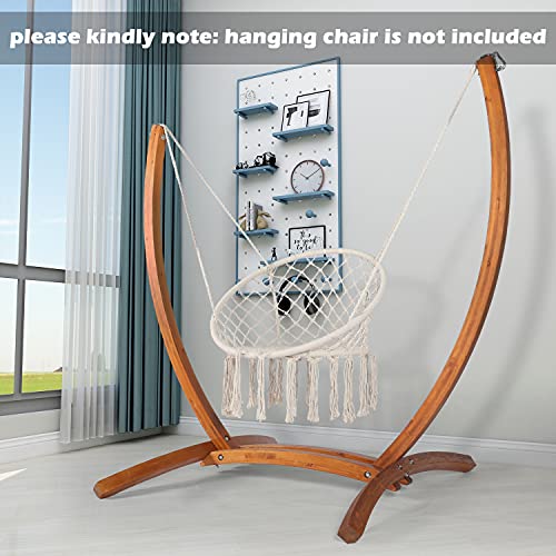 LAZZO Wood Hammock Chair Stand, Indoor Outdoor Pine Hammock Arc Chair