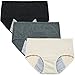 INNERSY Women's Period Underwear Postpartum Protective Cotton Hipster Panties(Large, Black&Nude&Gray)