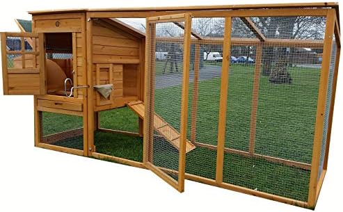 Large 8ft Chicken Coops Large Chicken Coop Hen House Ark Poultry Run Nest Box Rabbit Hutch Suitable For Up To 4 Birds Integrated Run Cleaning Tray