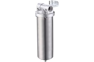 Amwater NSF/ANSI 42 Certification Stainless Steel Filter Housing for 10" Filter Cartridge, 1/2NPT Water Filter Housing for Whole House Water Purification of Stainless Steel 304