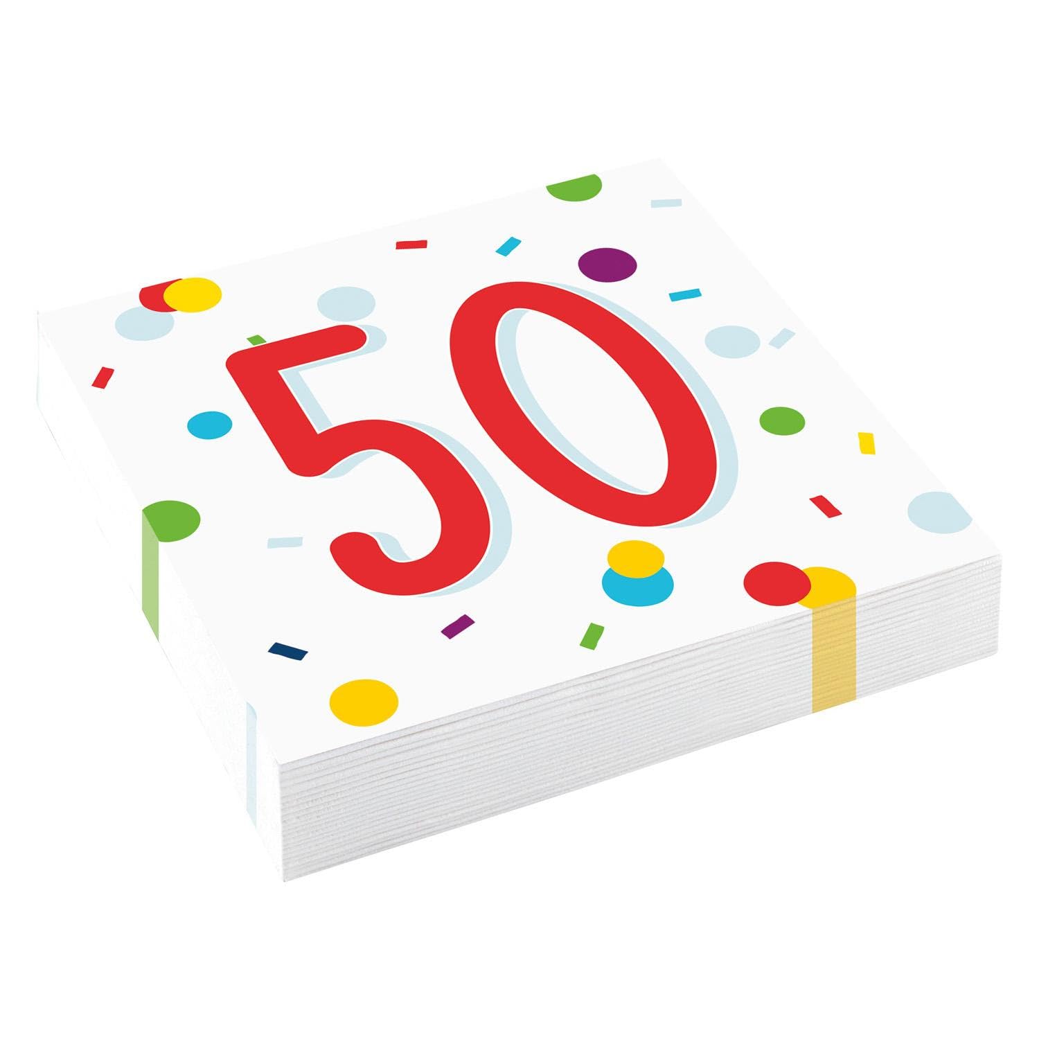 (PKT) 20 Confetti Birthday 50th Birthday Luncheon Napkins 33cm