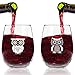 Cute Owl Wine Glass Set of 4 | Stemless Wine Glasses with 4 Unique Loveable Owls | 15 oz. Owl Decor Glasses | Makes Fun Owl for Women | Great Owl Kitchen Decor or New Home Gift Ideas | USA Made