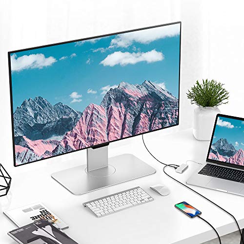 USB C HUB, 7 in 1 MacBook Pro 13/15 Inch Adapter Accessories with USB 3.0/2.0 Ports, TF/SD Card Reader, 4K HDMI Port, USB C Power Delivery, Compatible with MacBook Air/MacBook Pro 2017-2019 (Silver)