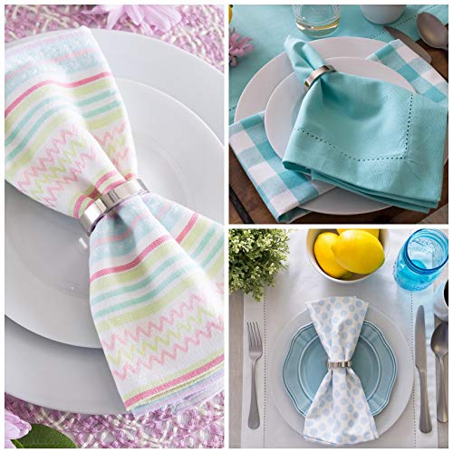 Elehere Wedding Holiday Napkin Rings Set of 8 for Spring Summer Fall Winter, 4 Season Simple Napkin Holder Bukle, Silver