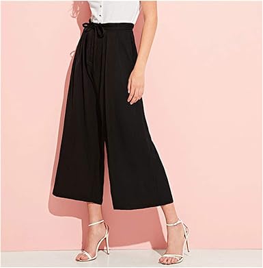 black wide leg casual trousers