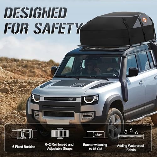 Sailnovo Foldable Car Roof Box Cubes Waterproof Storage Box Roof Bag Luggage Travel Storage Bag (6 Door Hooks, 20 CU.ft.)