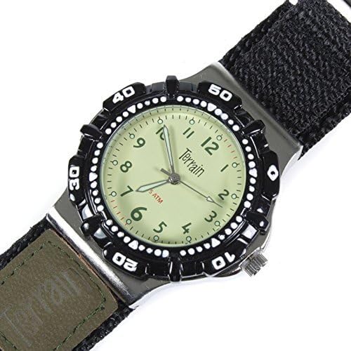 Terrain - Reloj de hombre con correa de velcro y bisel giratorio, resistente al agua (50 m)