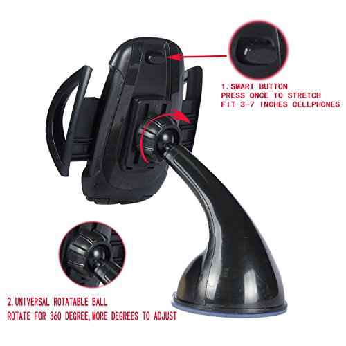 SuperArt Universal iphone holder 360 Mount Holder Cradle Compatible with iPhone 7 7 Plus SE 6s 6 Plus 6 5s 5 4s 4 Samsung Galaxy S6 S5 S4 LG Nexus Sony Nokia and More (Black)