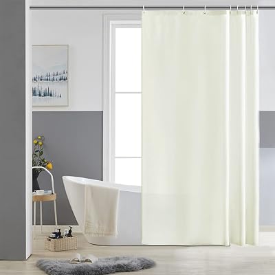 Furlinic Shower Curtain Beige Anti Mould Waterproof 100x180cm Polyester