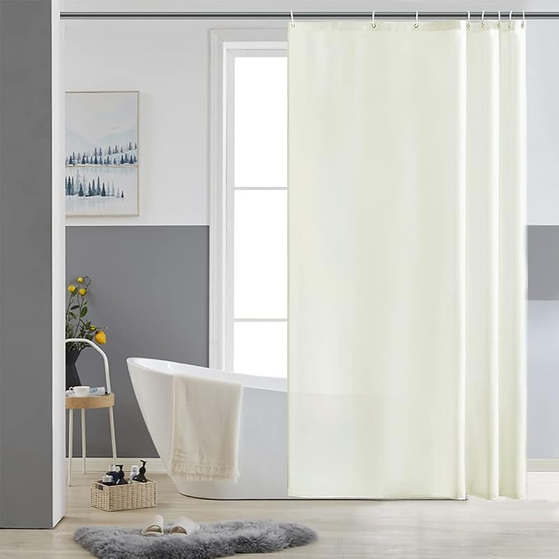 Furlinic Shower Curtain Beige Anti Mould Waterproof 100x180cm Polyester