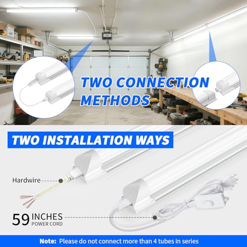 JESLED LED Shop Lights 4FT with Remote, 45W 5400LM, Dimmable 4 Foot Linkable Garage Light, 3000K-7000K Adjustable Color Temperature, for Workshop, Basement, Workbench, ETL Listed, 4 Pack