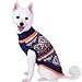 Blueberry Pet Nordic Pattern Inspired Fair Isle Navy Blue Snowflakes Dog Sweater, Back Length 20