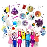 Unicorn Slime Supplies Gift Kit - 29 Pack Include Putty Unicorn Poop Slime Fluffy Cloud Slime Unicorn Popper Toy & Rainbow Foam Balls Slime Charms, Sugar Papers, Glitter Slices, Slime Containers Tools