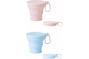 2 Pieces Collapsible Silicone Cup Outdoor Portable Hiking Buckle Telescopic Cup Portable Picnic Camping Cup, Suitable for Cam